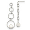 Lex & Lu Stainless Steel Polished with Simulated Pearl Post Dangle Earrings LAL5783 - Lex & Lu