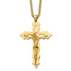 Lex & Lu Stainless Steel Polished Yellow IP-plated Cutout Crucifix 24'' Necklace - Lex & Lu