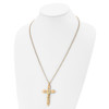 Lex & Lu Stainless Steel Polished Yellow IP-plated Cutout Crucifix 24'' Necklace - 2 - Lex & Lu