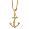 Lex & Lu Stainless Steel Polished Yellow IP-plated w/Crystal Anchor 24'' Necklace - Lex & Lu