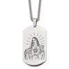 Lex & Lu Stainless Steel Polished Etched Jesus Dog Tag 24'' Necklace - Lex & Lu