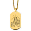 Lex & Lu Stainless Steel Yellow IP Polished Etched Jesus Dog Tag Necklace - Lex & Lu