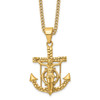 Lex & Lu Stainless Steel Pol./Textured Yellow IP Mariner's Cross 24'' Necklace - Lex & Lu