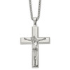 Lex & Lu Stainless Steel Polished Crucifix 24'' Necklace LAL5826 - Lex & Lu