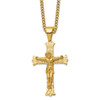 Lex & Lu Stainless Steel Polished Yellow IP-plated Crucifix 24'' Necklace LAL5829 - Lex & Lu