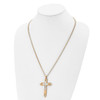 Lex & Lu Stainless Steel Polished Yellow IP-plated D/C Cross 24'' Necklace - 2 - Lex & Lu