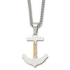 Lex & Lu Stainless Steel w/14k Yellow Gold Accent Polished Anchor 24'' Necklace - Lex & Lu