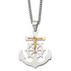 Lex & Lu Stainless Steel Polished Yellow IP-plated Mariner's Cross 24'' Necklace - Lex & Lu