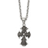 Lex & Lu Stainless Steel Antiqued Polished and Textured Cross 24'' Necklace - Lex & Lu