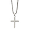 Lex & Lu Stainless Steel Polished and Textured Cross 24'' Necklace - Lex & Lu