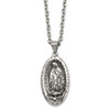 Lex & Lu Stainless Steel Antiqued, Pol. Spanish Lady of Guadalupe 24'' Necklace - Lex & Lu