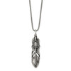 Lex & Lu Stainless Steel Antiqued, Pol. w/White Cat's Eye Feather 24'' Necklace - 2 - Lex & Lu