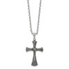 Lex & Lu Stainless Steel Antiqued and Polished Cross 24'' Necklace - 2 - Lex & Lu