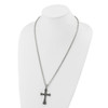 Lex & Lu Stainless Steel Antiqued and Polished Cross 24'' Necklace - 3 - Lex & Lu