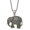 Lex & Lu Stainless Steel Antiqued and Polished Elephant 24'' Necklace - Lex & Lu