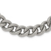 Lex & Lu Stainless Steel Polished and Textured 14.5mm Curb 23.75'' Necklace - Lex & Lu