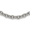 Lex & Lu Stainless Steel Polished and Textured 7mm Cable Chain 24'' Necklace - Lex & Lu