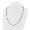 Lex & Lu Stainless Steel Polished and Textured 7mm Cable Chain 24'' Necklace - 3 - Lex & Lu