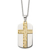Lex & Lu Stainless Steel Pol. Yellow IP-plated Cross and Dog Tag 24'' Necklace - Lex & Lu