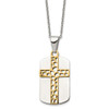 Lex & Lu Stainless Steel Pol. Yellow IP-plated Cross and Dog Tag 18'' Necklace - Lex & Lu