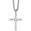 Lex & Lu Stainless Steel Polished with CZ Moveable Cross w/2'' ext 22'' Necklace - Lex & Lu