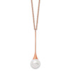 Lex & Lu Stainless Steel Polished Rose IP-plated Imitation Pearl Necklace - Lex & Lu