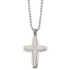 Lex & Lu Stainless Steel Brushed and Polished with CZ Cross 22'' Necklace - Lex & Lu