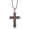 Lex & Lu Stainless Steel Brushed, Pol. Black/Rose IP-plated 24'' Cross Necklace - Lex & Lu