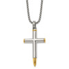 Lex & Lu Stainless Steel Polished Yellow IP-plated Bullet Cross 24'' Necklace - Lex & Lu