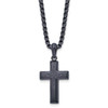 Lex & Lu Stainless Steel Brushed and Polished Dark Grey IP 24'' Cross Necklace - Lex & Lu