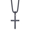 Lex & Lu Stainless Steel Polished Dark Grey IP-plated 24'' Cross Necklace - Lex & Lu