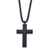 Lex & Lu Stainless Steel Brushed and Polished Gray IP-plated Cross 24'' Necklace - Lex & Lu