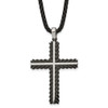 Lex & Lu Stainless Steel Brushed & Polished Black IP-plated Cross 24'' Necklace - Lex & Lu