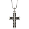 Lex & Lu Stainless Steel Antiqued and Polished Cross 22'' Necklace LAL6048 - Lex & Lu