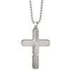 Lex & Lu Stainless Steel Polished and Textured Cross 22'' Necklace LAL6065 - Lex & Lu