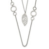 Lex & Lu Stainless Steel Polished Leaf Double Strand 25.5'' Necklace - Lex & Lu