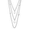 Lex & Lu Stainless Steel Polished Stars & Moon Multi Strand w/1.75'' ext Necklace - Lex & Lu