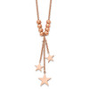 Lex & Lu Stainless Steel Polished Rose IP-plated Star w/1.75'' ext 16'' Necklace - Lex & Lu