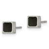 Lex & Lu Titanium Brushed with Black Enamel Square Post Earrings - 2 - Lex & Lu