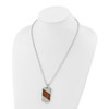 Lex & Lu Titanium Polished with Wood Inlay Dog Tag 22'' Necklace - 4 - Lex & Lu