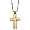 Lex & Lu Titanium Brushed & Polished Yellow IP 2-piece Moveable Cross Necklace - Lex & Lu