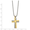 Lex & Lu Titanium Brushed & Polished Yellow IP 2-piece Moveable Cross Necklace - 2 - Lex & Lu