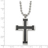 Lex & Lu Titanium Polished Black IP-plated Laser Cut Cross 22'' Necklace - 3 - Lex & Lu