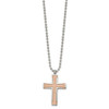 Lex & Lu Titanium Polished Rose IP-plated Laser Cut Cross 22'' Necklace - 2 - Lex & Lu