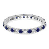 Lex & Lu 14k White Gold Lab Grown Dia. SI1/SI2 & Cr Blue Sapphire Eternity Ring- 3 - Lex & Lu