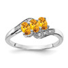 Lex & Lu Sterling Silver Citrine and Diamond Ring - Lex & Lu