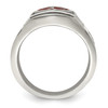 Lex & Lu Stainless Steel Antiqued and Polished w/Red Enamel Cross/Shield Ring- 2 - Lex & Lu