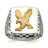 Lex & Lu Stainless Steel w/14k Yellow Gold Accent Antiqued & Polished Eagle Ring - Lex & Lu