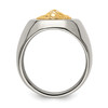 Lex & Lu Stainless Steel w/14k Yellow Gold Accent Polished Lion Head Ring- 2 - Lex & Lu