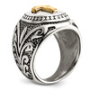 Lex & Lu Stainless Steel w/14k Yellow Gold Accent Antiqued & Polished Cross Ring- 3 - Lex & Lu